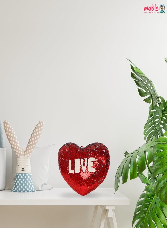 MABLE وسادة مابل على شكل قلب قابلة للعكس مزينة بالترتر (55 سم)، محشوة بحب، وسائد قطيفة ناعمة للبنات/الأولاد، هدية عيد الحب للصديقة/الصديق/الزوج والزوجة - Image 2